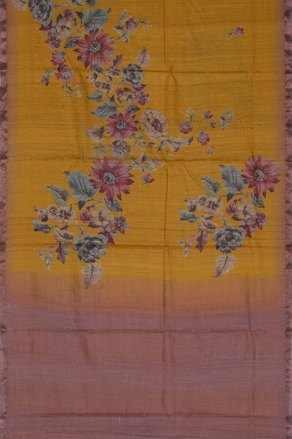 Image of Tussar Silk Floral Printed Saree