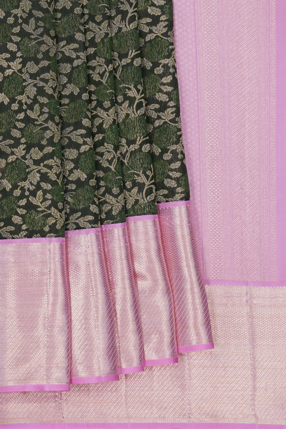 Image of Kanchipattu Brocade Bottle Green Saree