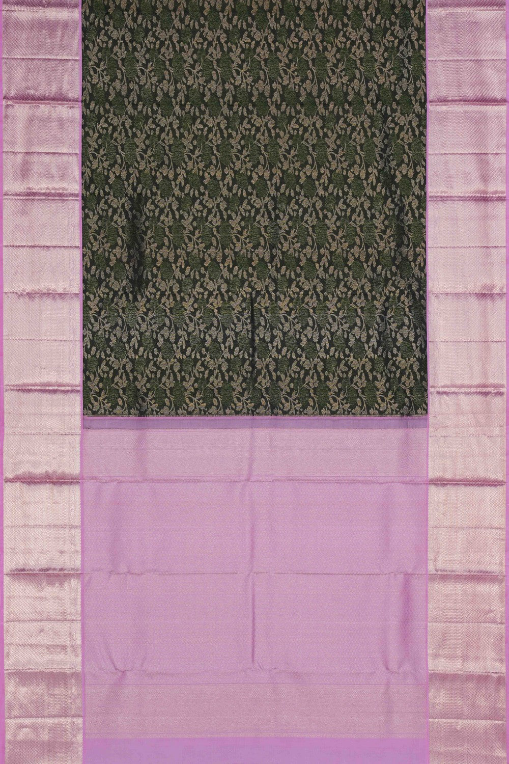 Image of Kanchipattu Brocade Bottle Green Saree