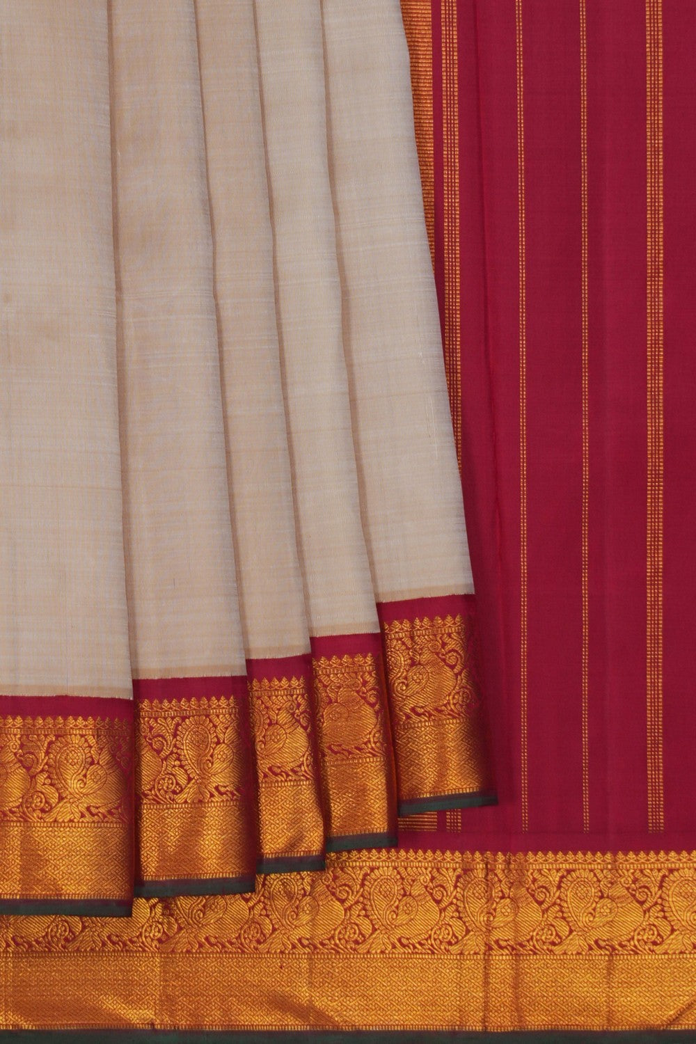 Image of Arani Silk Ivory Off-White Saree
