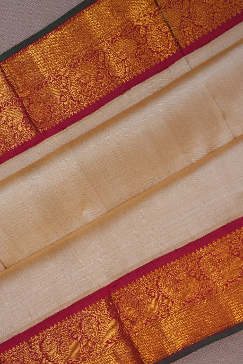Image of Arani Silk Ivory Off-White Saree
