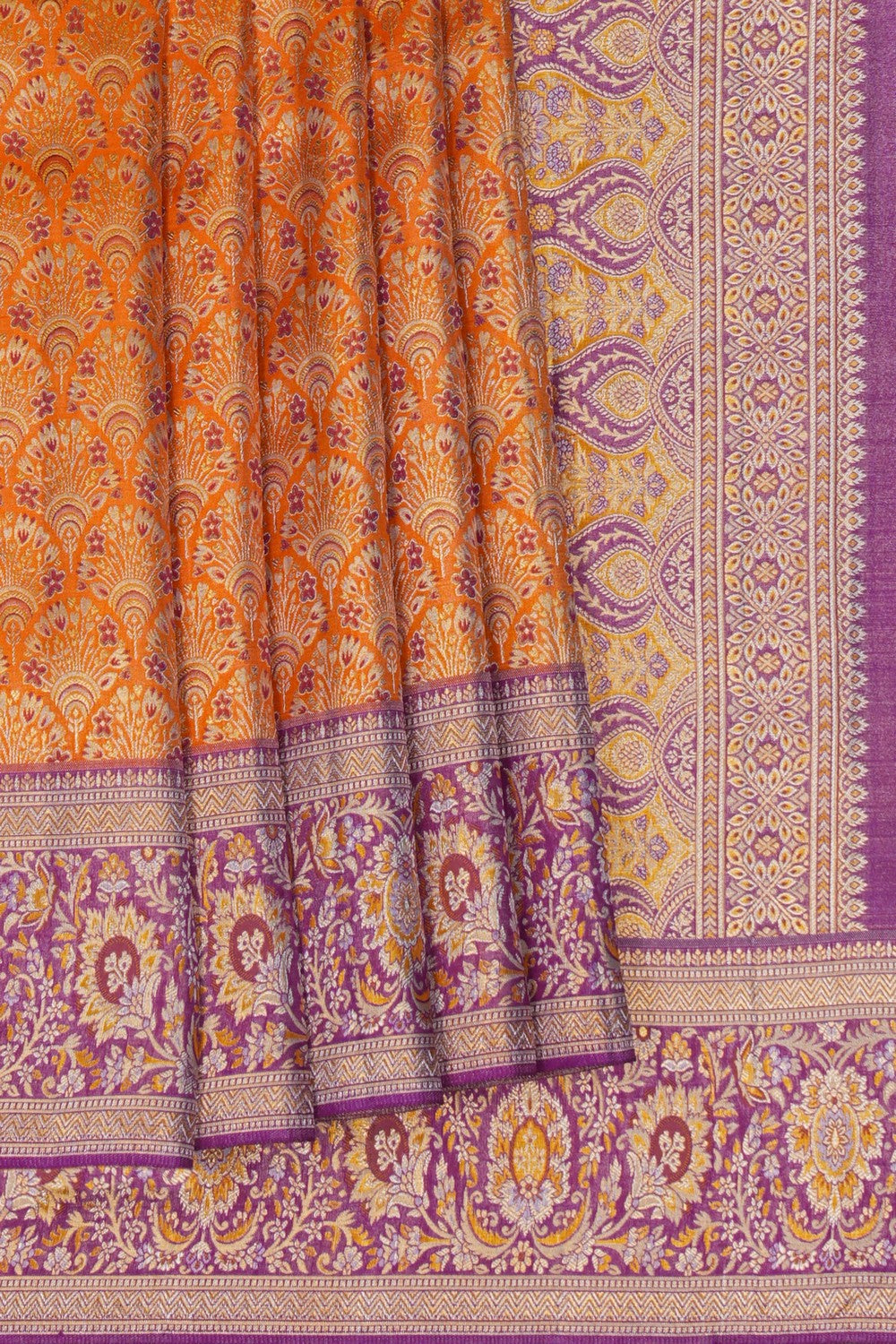 Image of Kanchipattu Brocade Orange Saree