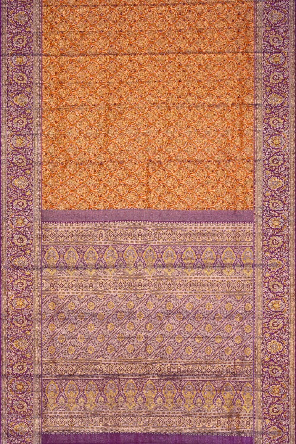 Image of Kanchipattu Brocade Orange Saree