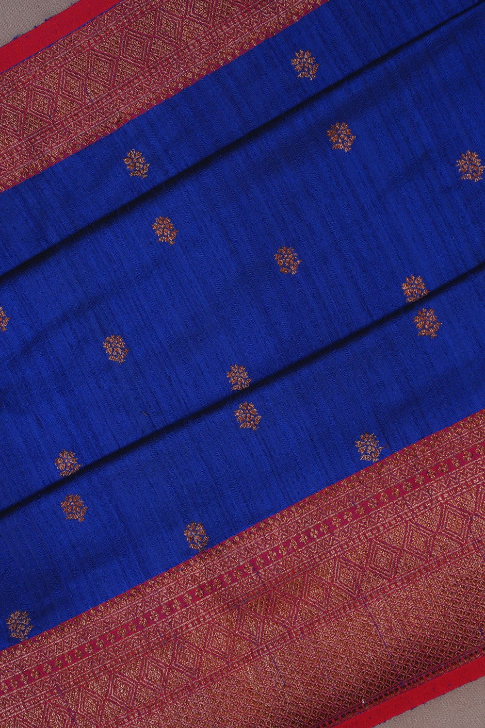 Image of Banarasi Dupion Silk Indigo Blue Saree