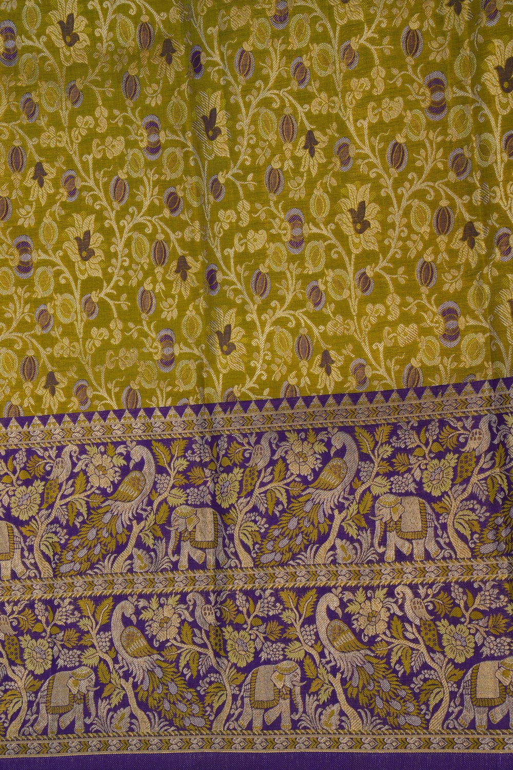 Image of Kanchipattu Pavada Green Unstitched Set