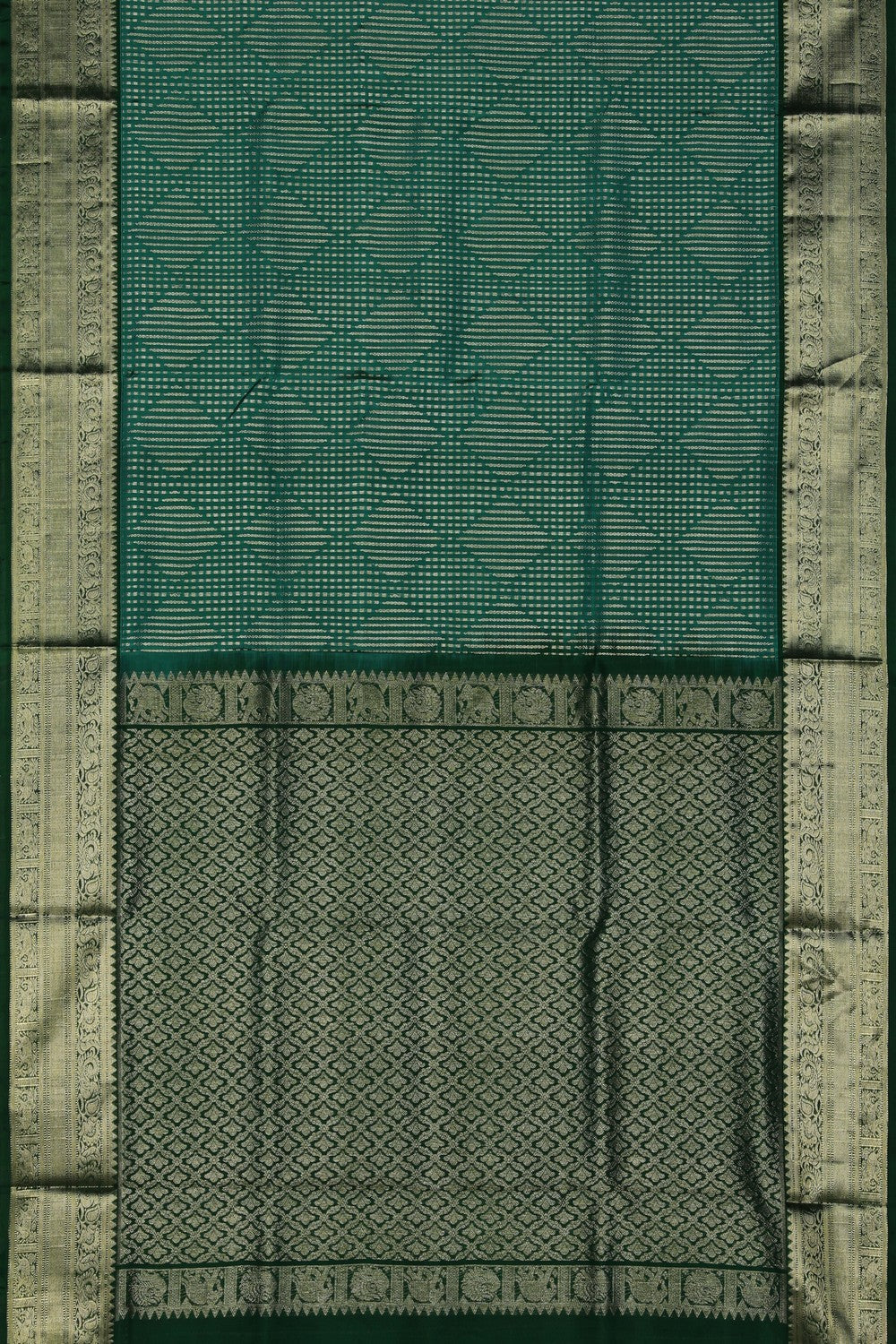 Image of Venkatagiri Brocade Teal-Green Saree
