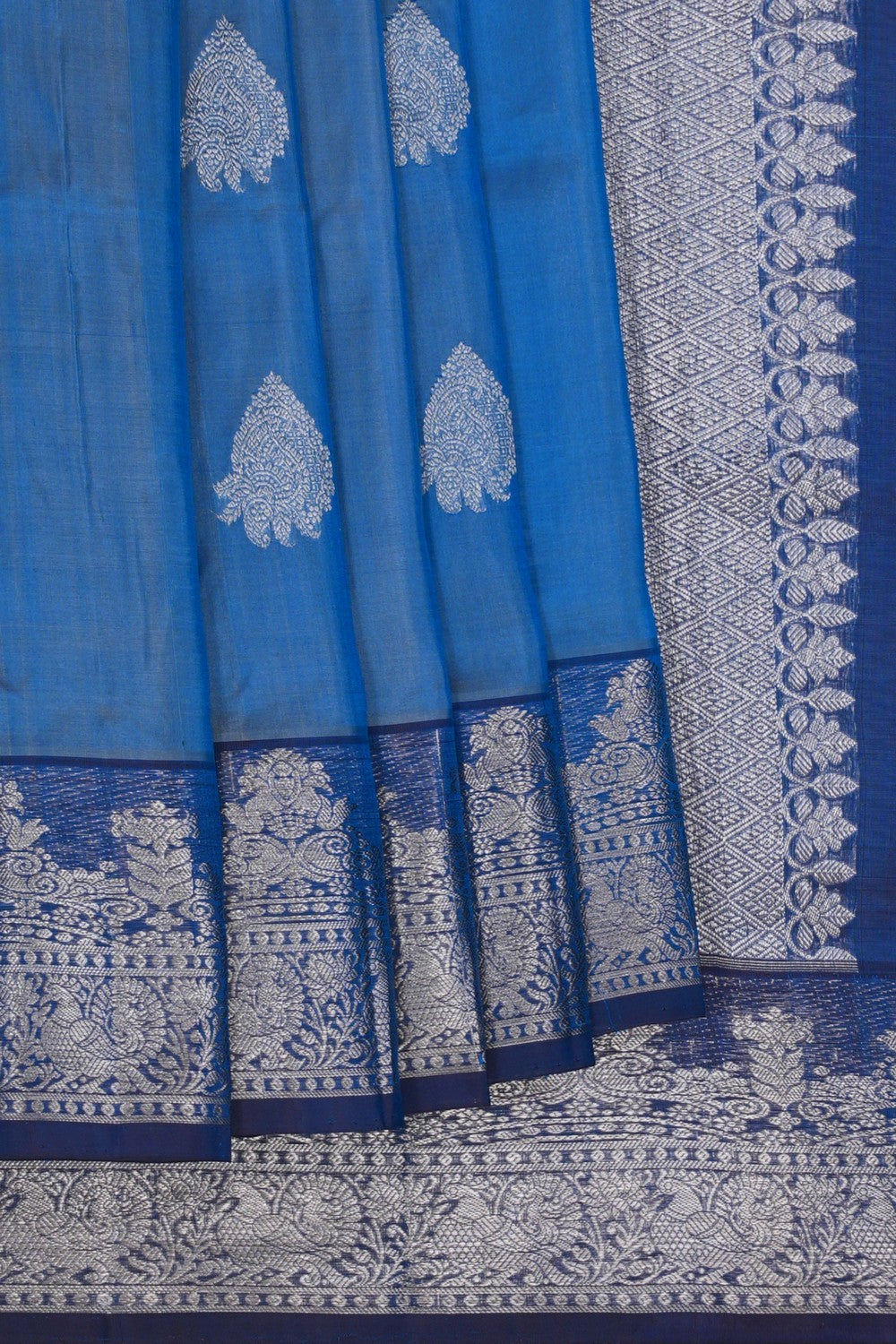 Image of Venkatagiri Brocade Smoky Blue Saree