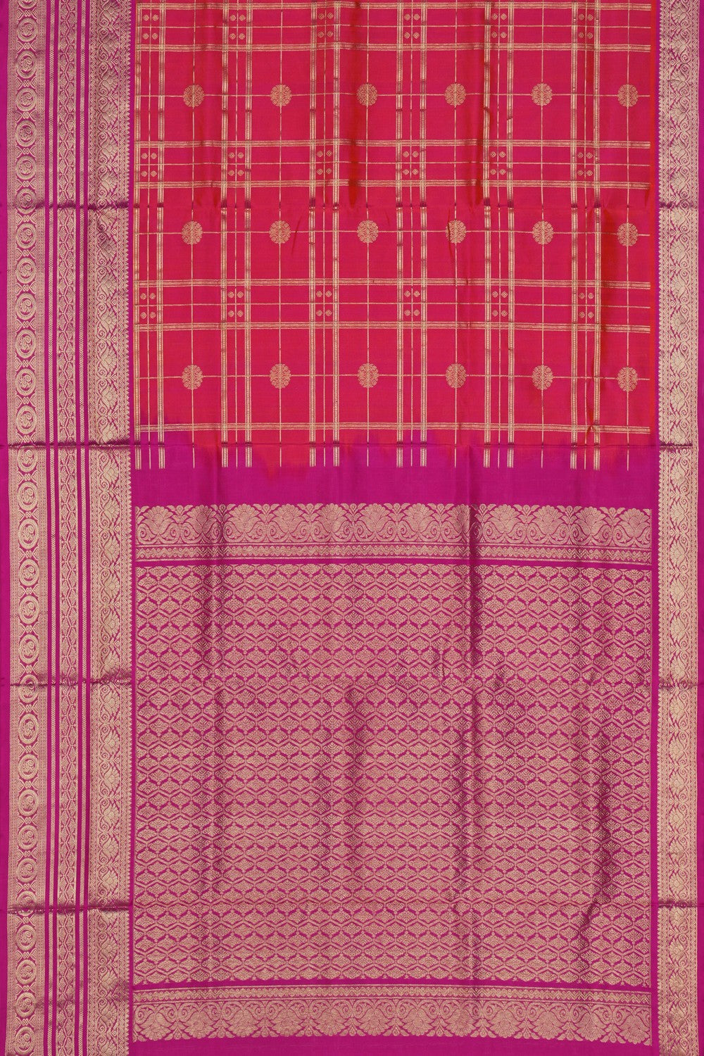 Image of Venkatagiri Kattam Fuchsia-Pink Saree