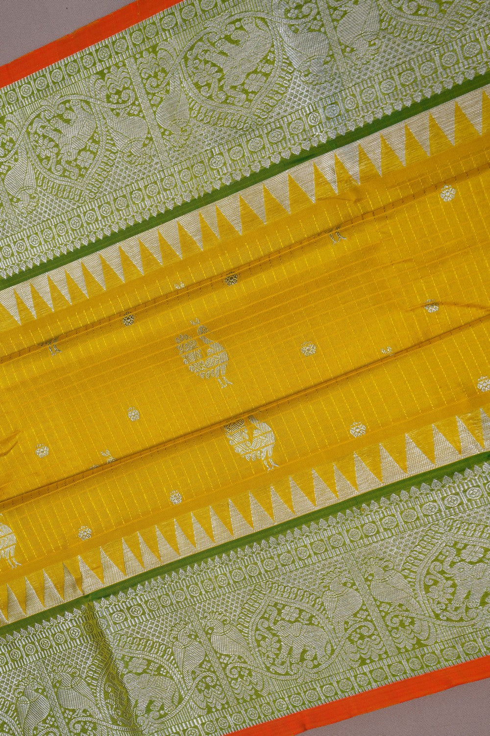 Image of Venkatagiri Kattam Yellow Saree