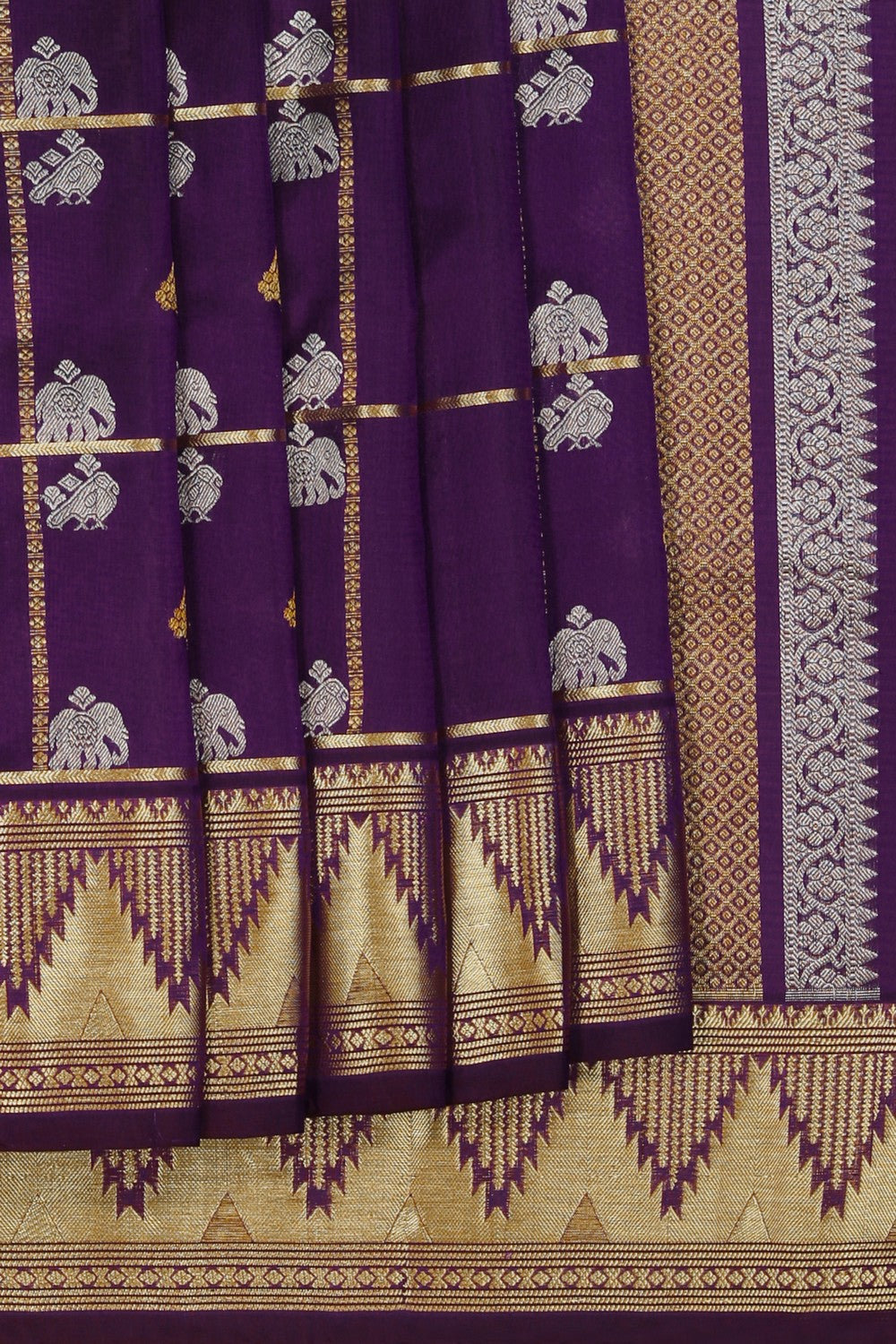 Image of Venkatagiri Kattam Purple Saree