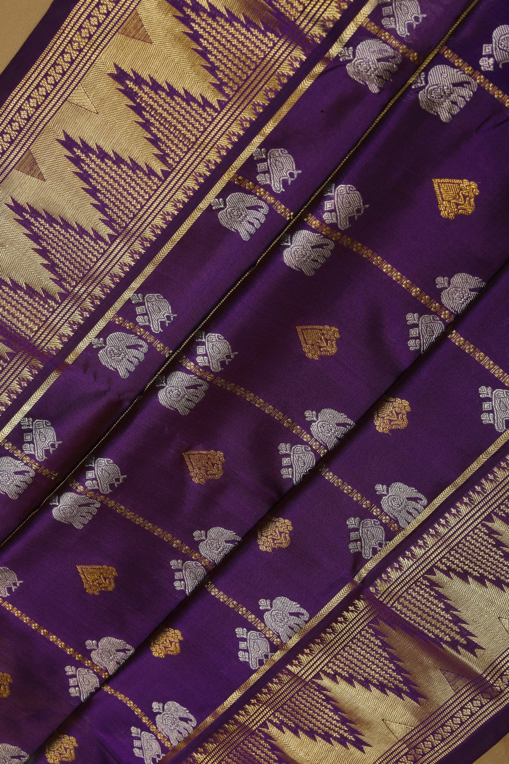 Image of Venkatagiri Kattam Purple Saree