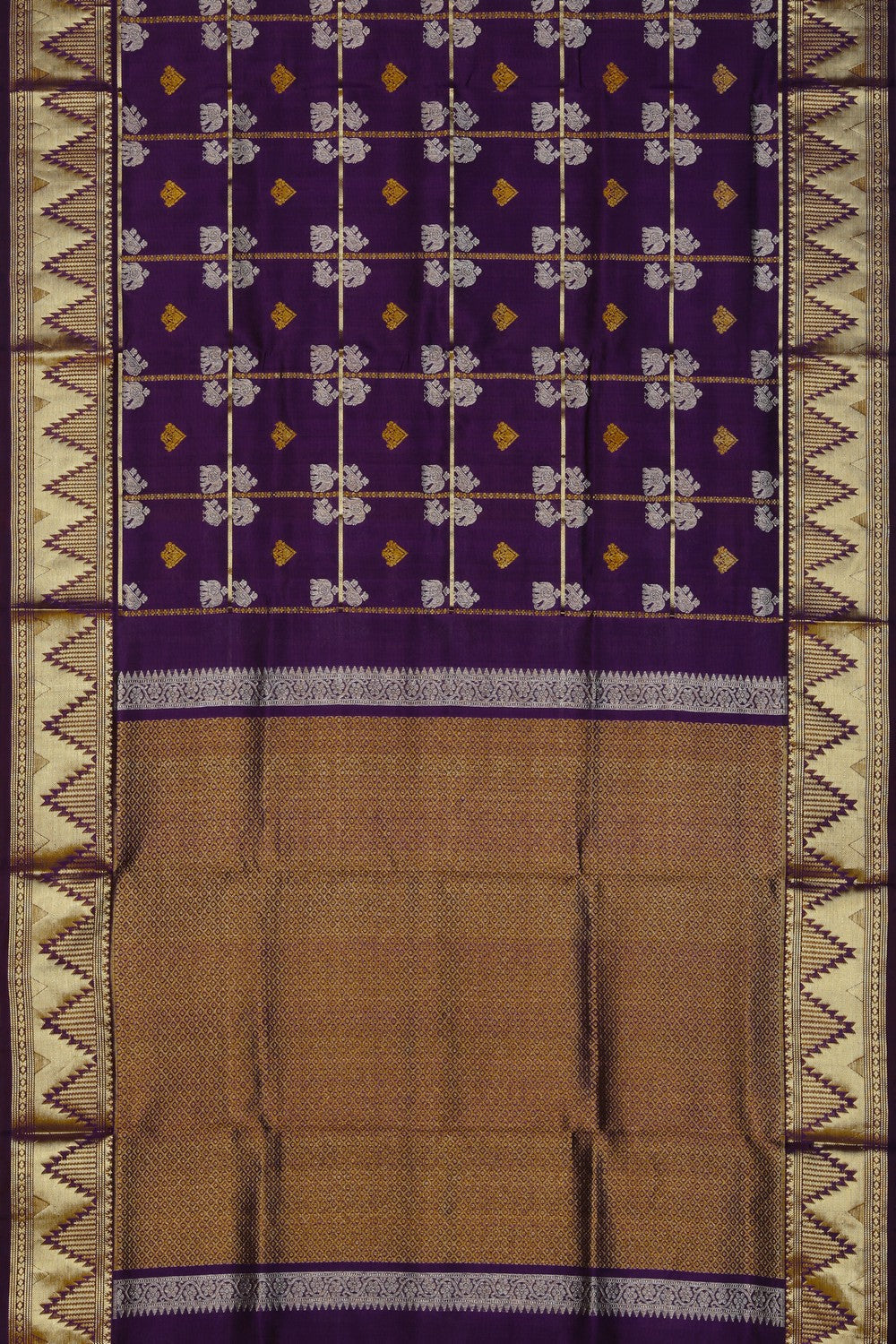 Image of Venkatagiri Kattam Purple Saree