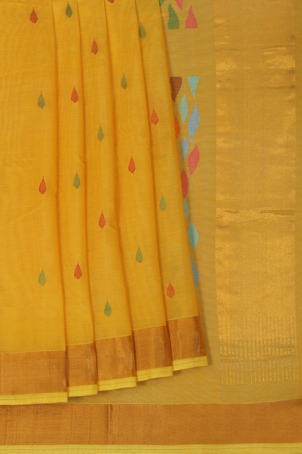 Image of Uppada Cotton Yellow Saree