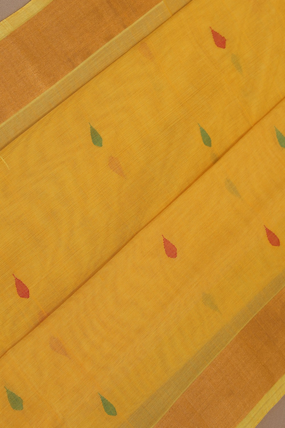 Image of Uppada Cotton Yellow Saree