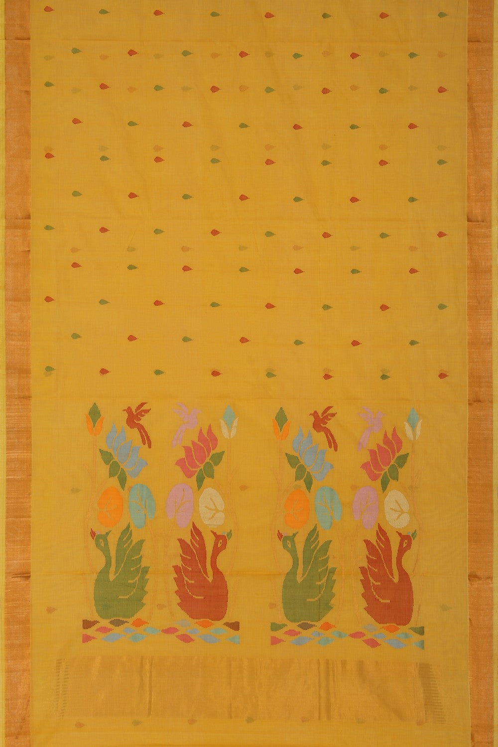 Image of Uppada Cotton Yellow Saree