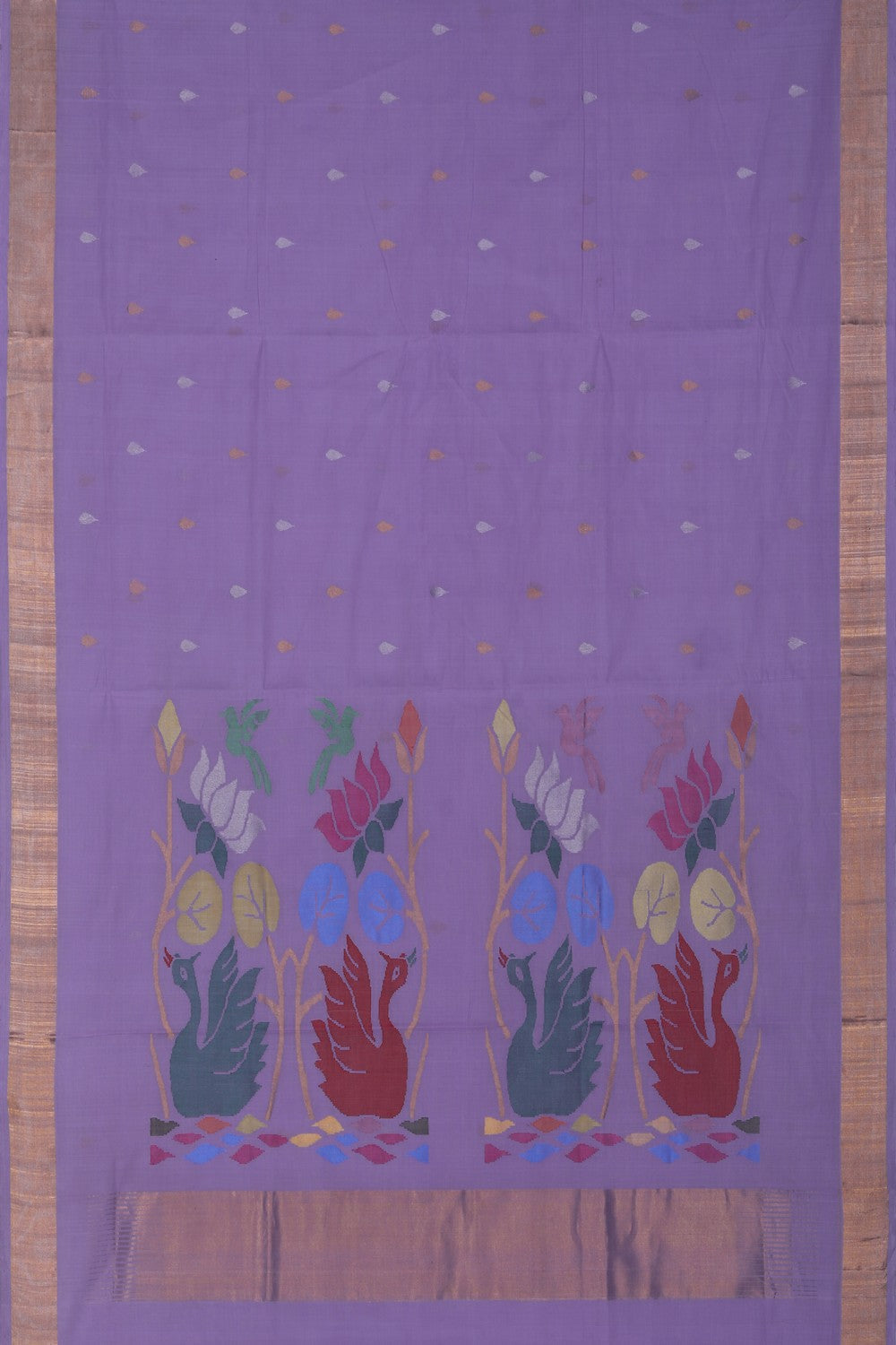 Image of Uppada Cotton Purple Saree