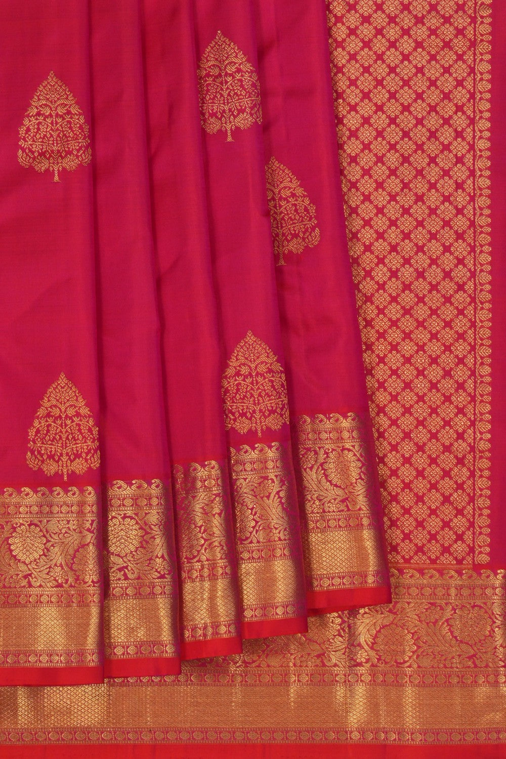 Image of South Silk Fuchsia-Pink Saree