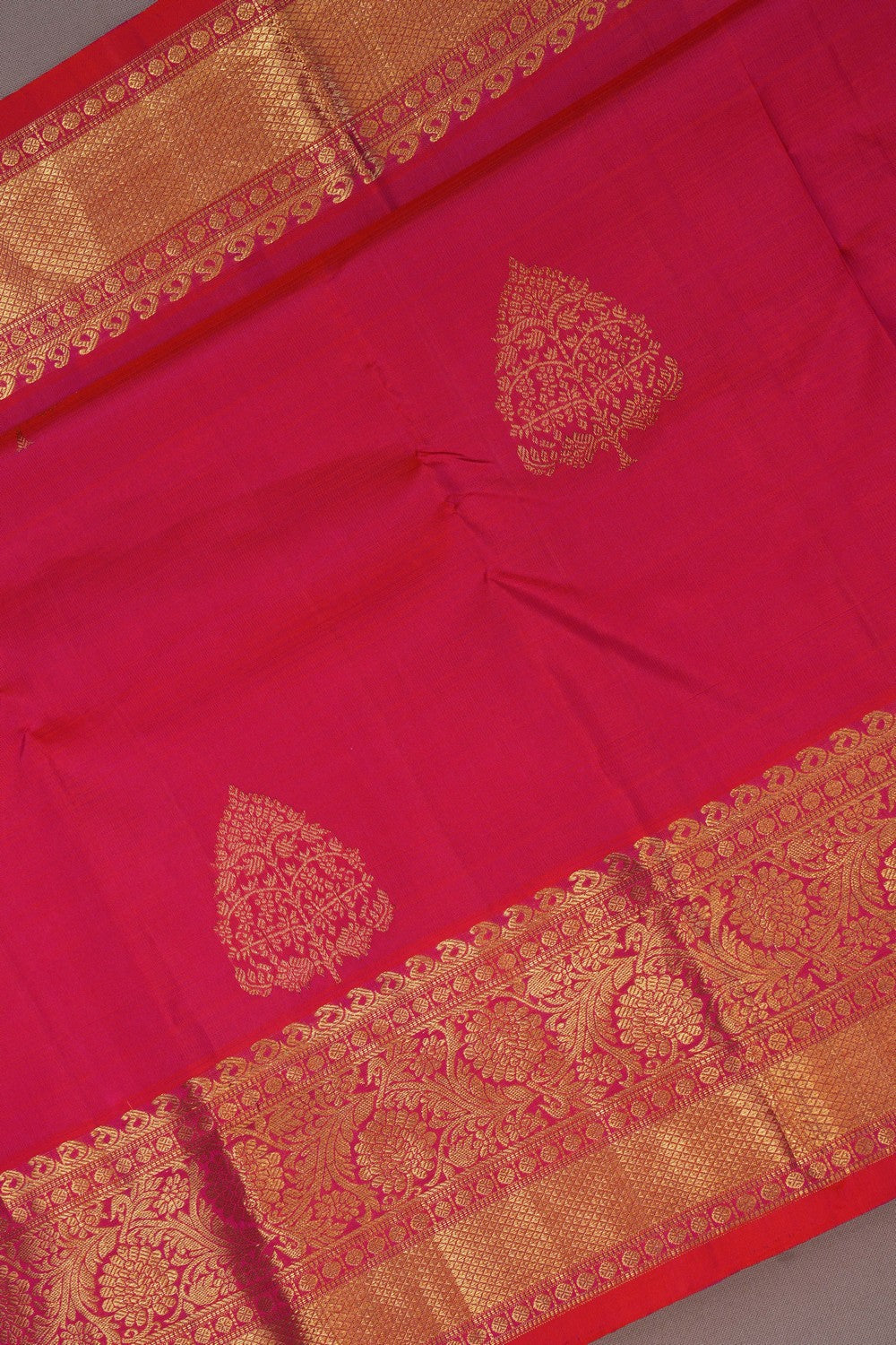 Image of South Silk Fuchsia-Pink Saree