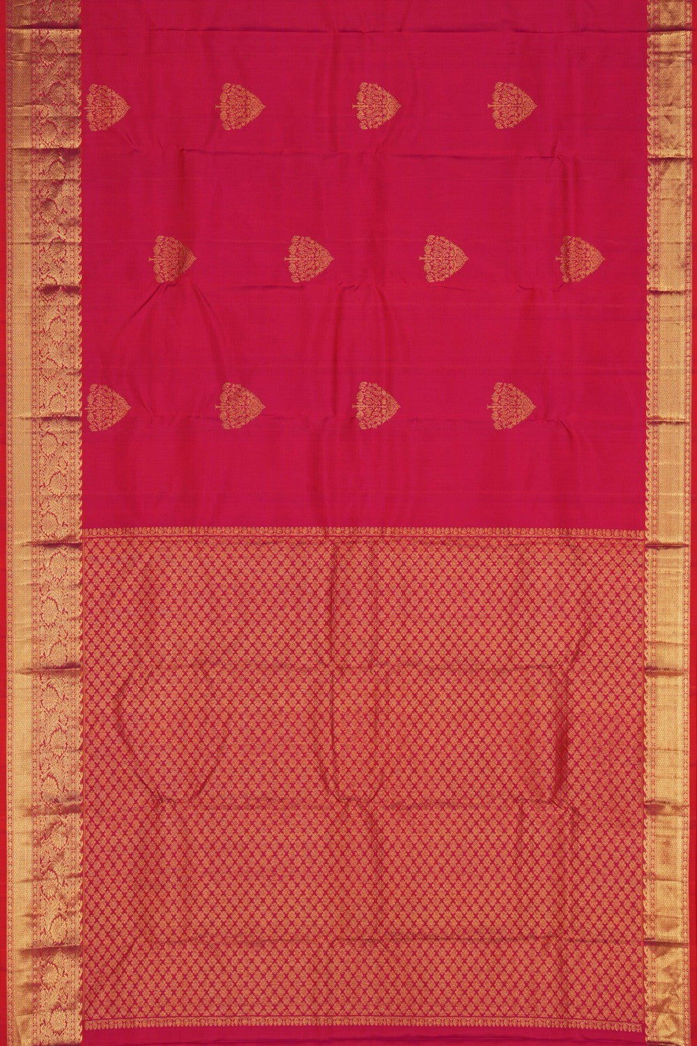 Image of South Silk Fuchsia-Pink Saree