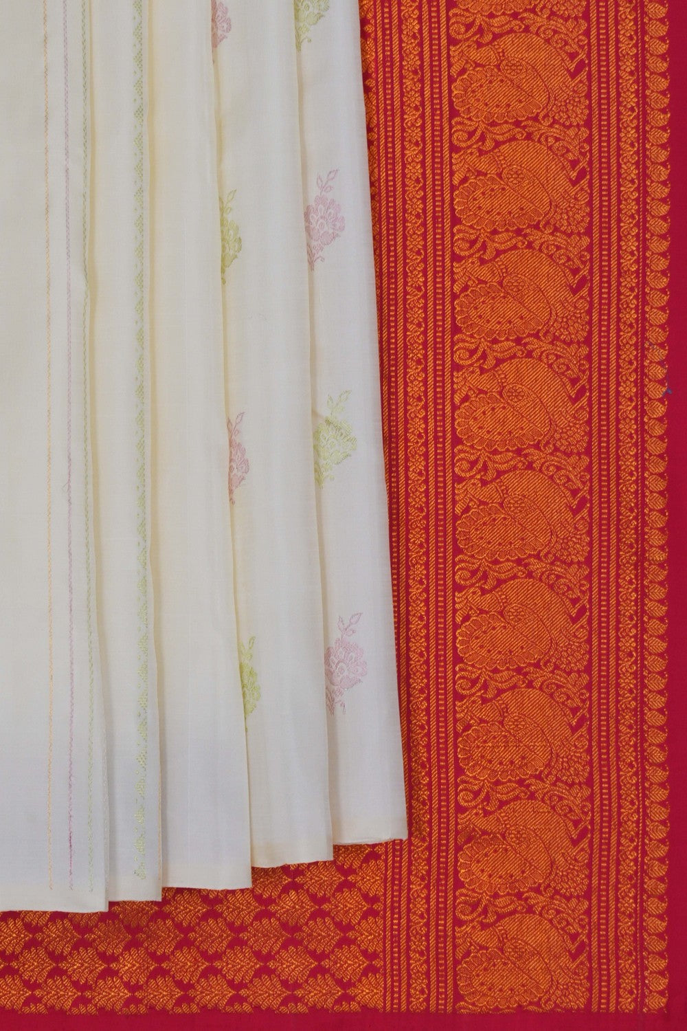 Image of South Silk Ivory Off-White Saree