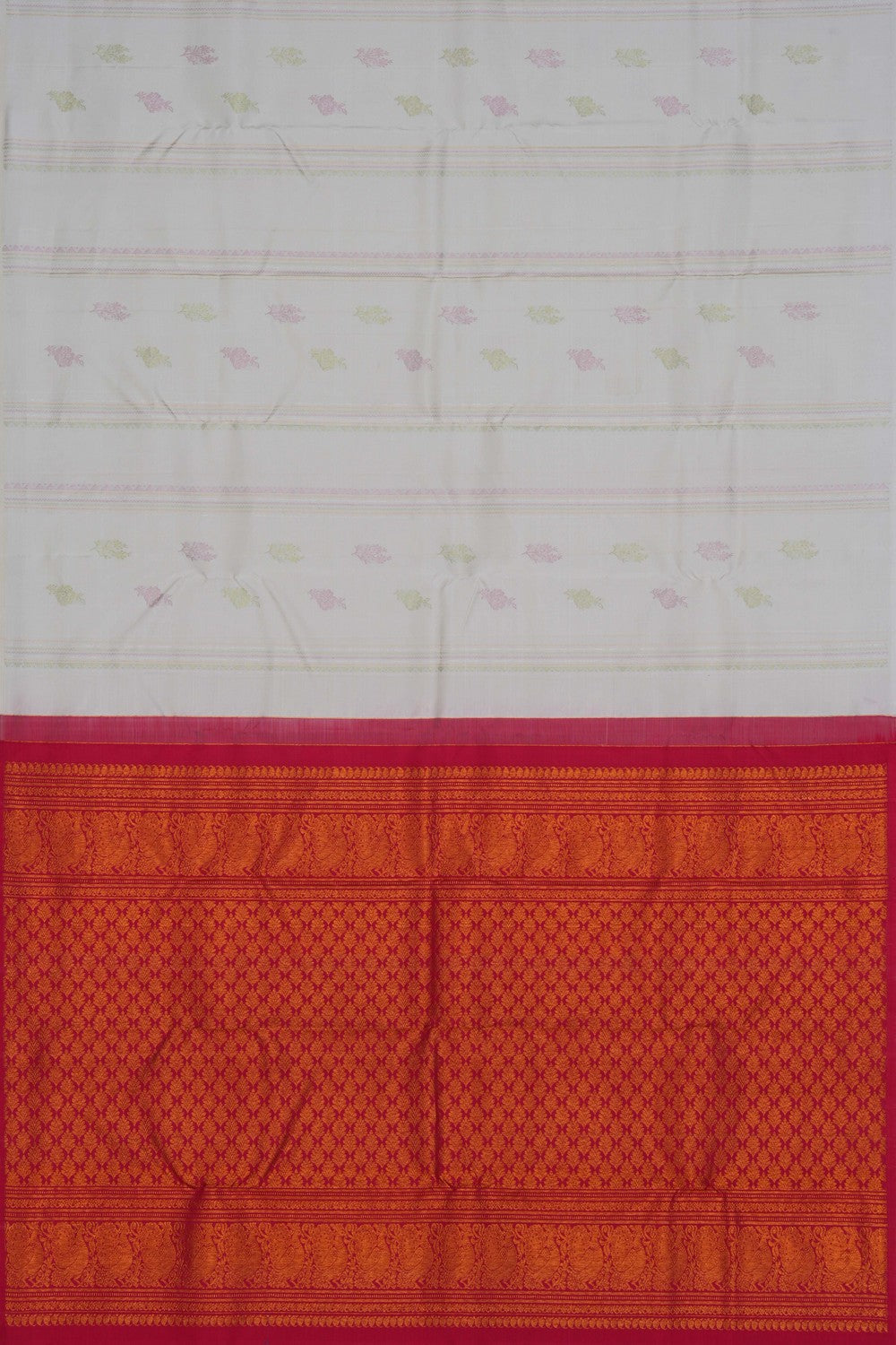 Image of South Silk Ivory Off-White Saree