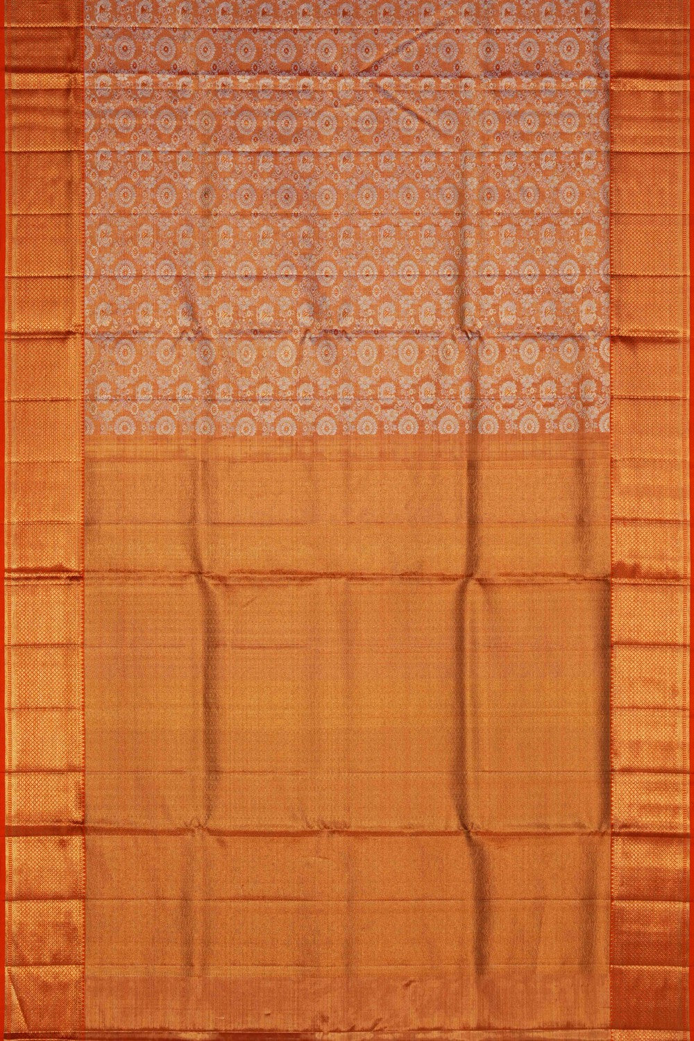Image of Kanchipattu Tissue Brocade Orange Saree