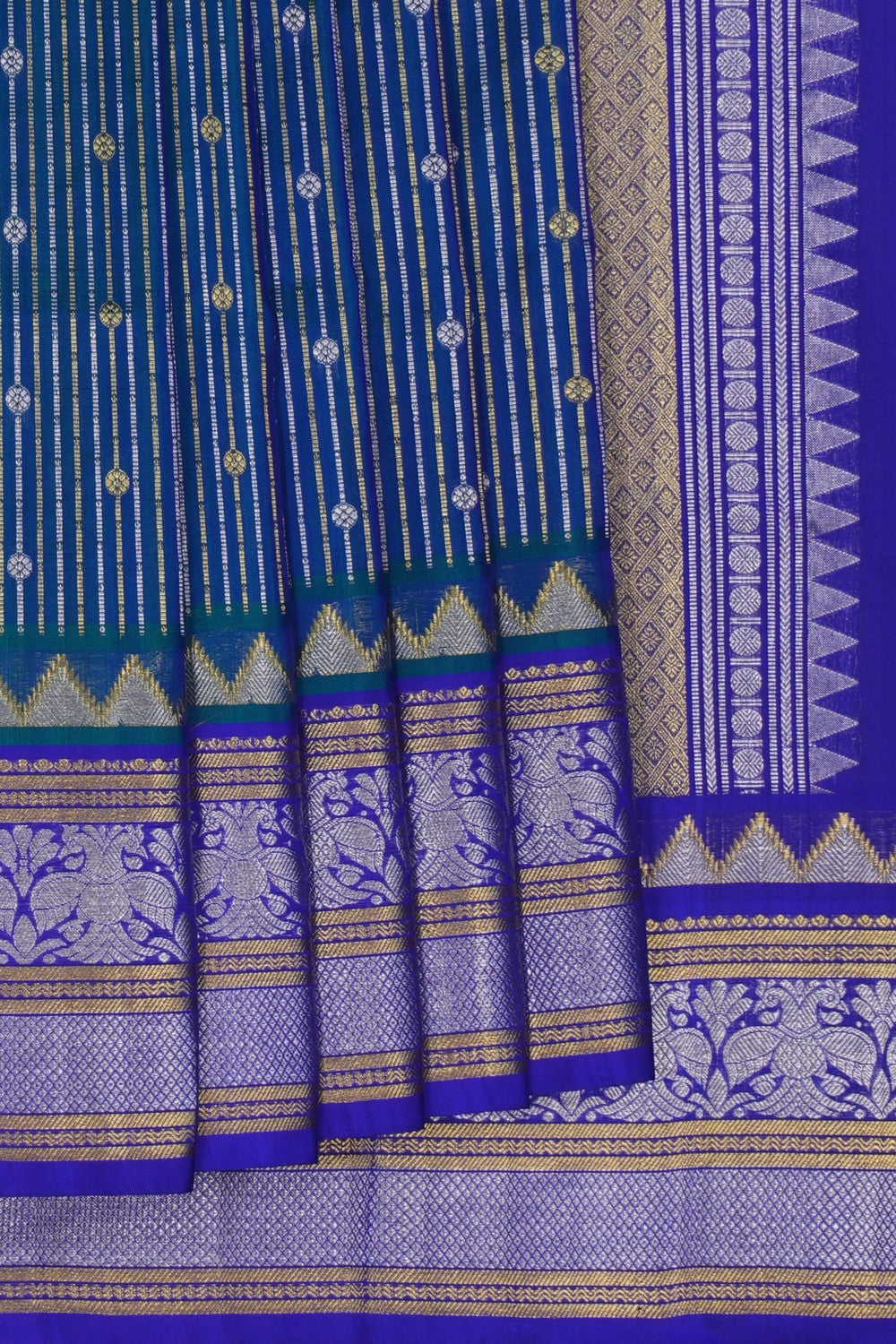 Image of Venkatagiri Brocade Teal-Green Saree