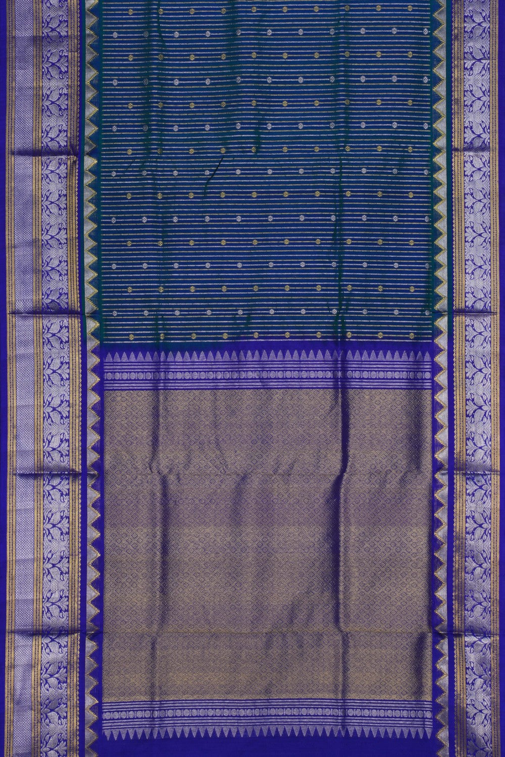 Image of Venkatagiri Brocade Teal-Green Saree