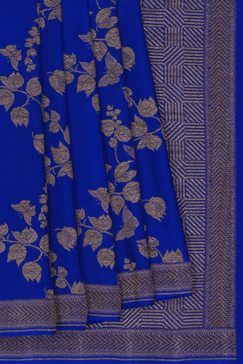 Image of Banarasi Crepe Royal Blue Saree