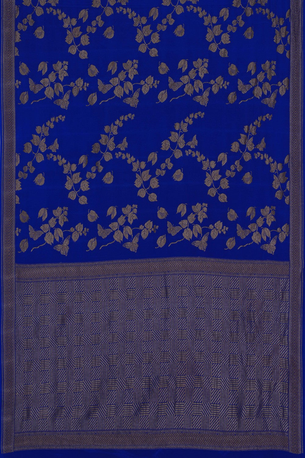 Image of Banarasi Crepe Royal Blue Saree