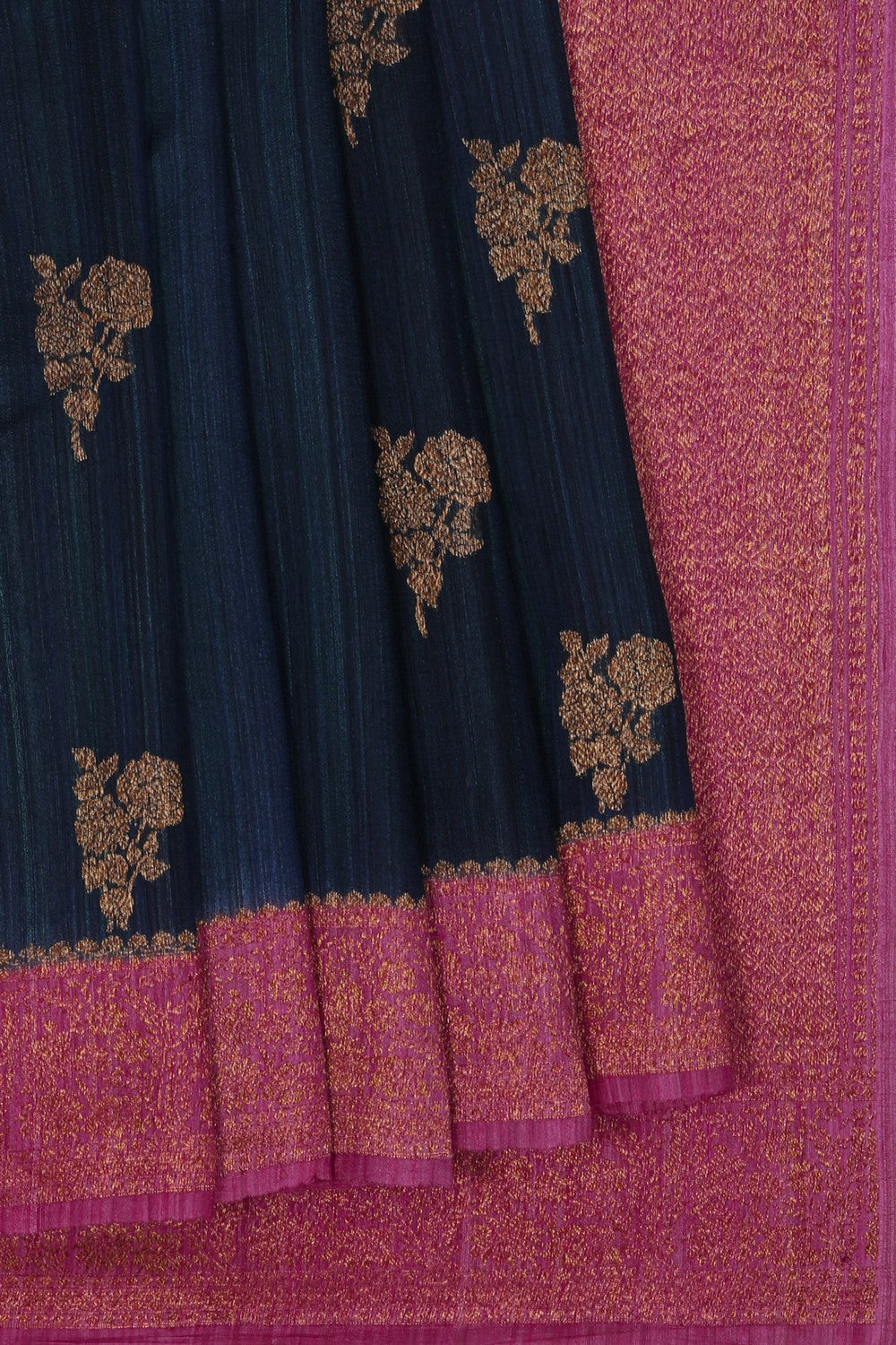 Image of Banarasi Tussar Silk Peacock Blue Saree