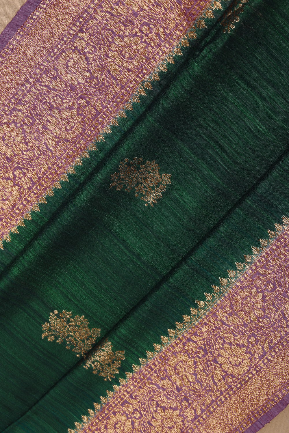 Image of Banarasi Tussar Silk Green Saree