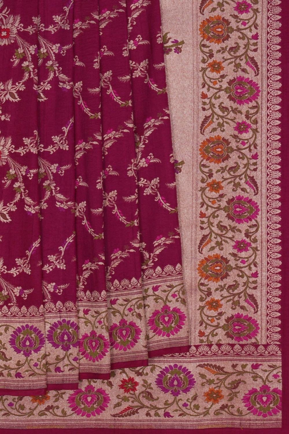Image of Banarasi Tussar Silk Plum-Pink Saree