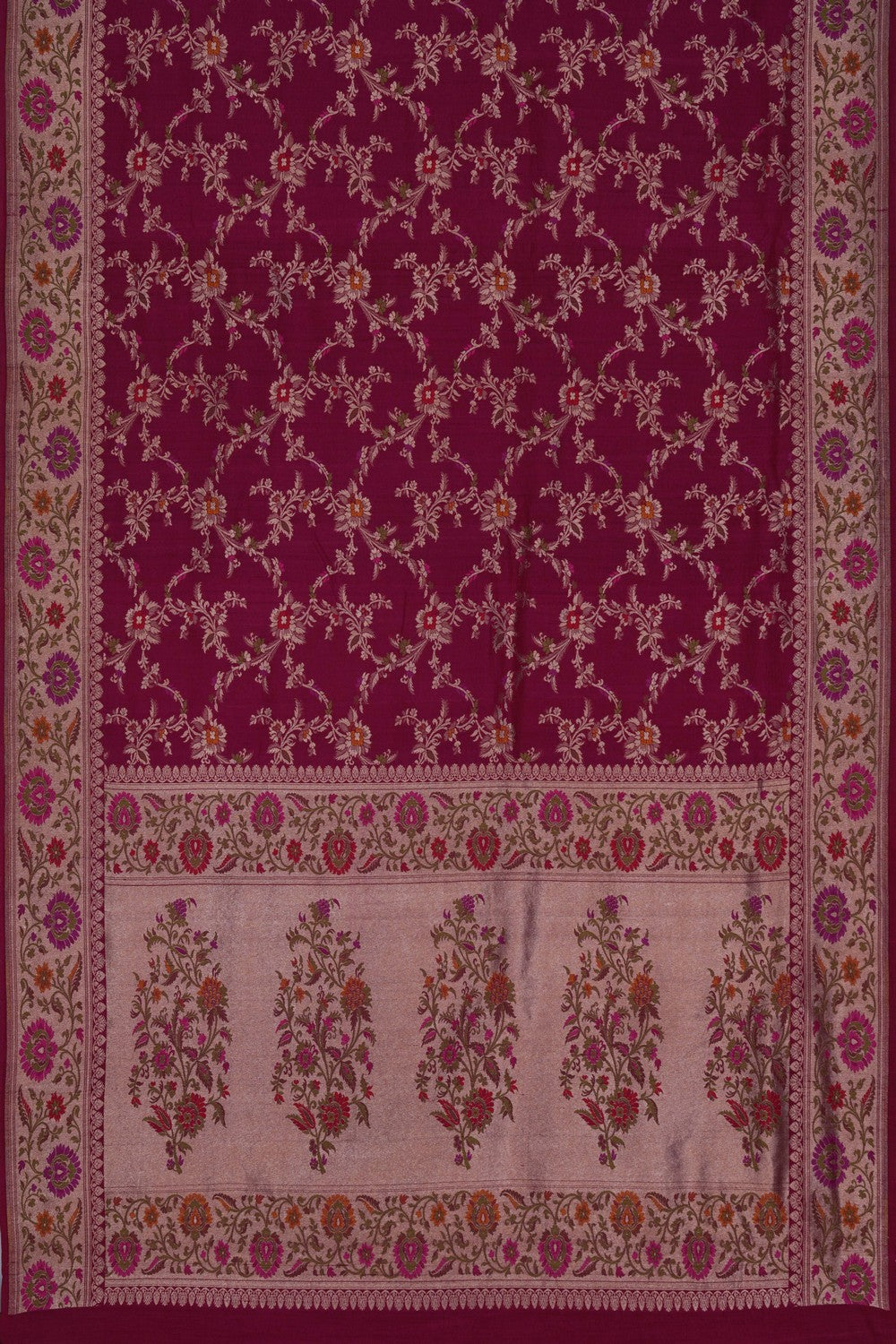 Image of Banarasi Tussar Silk Plum-Pink Saree