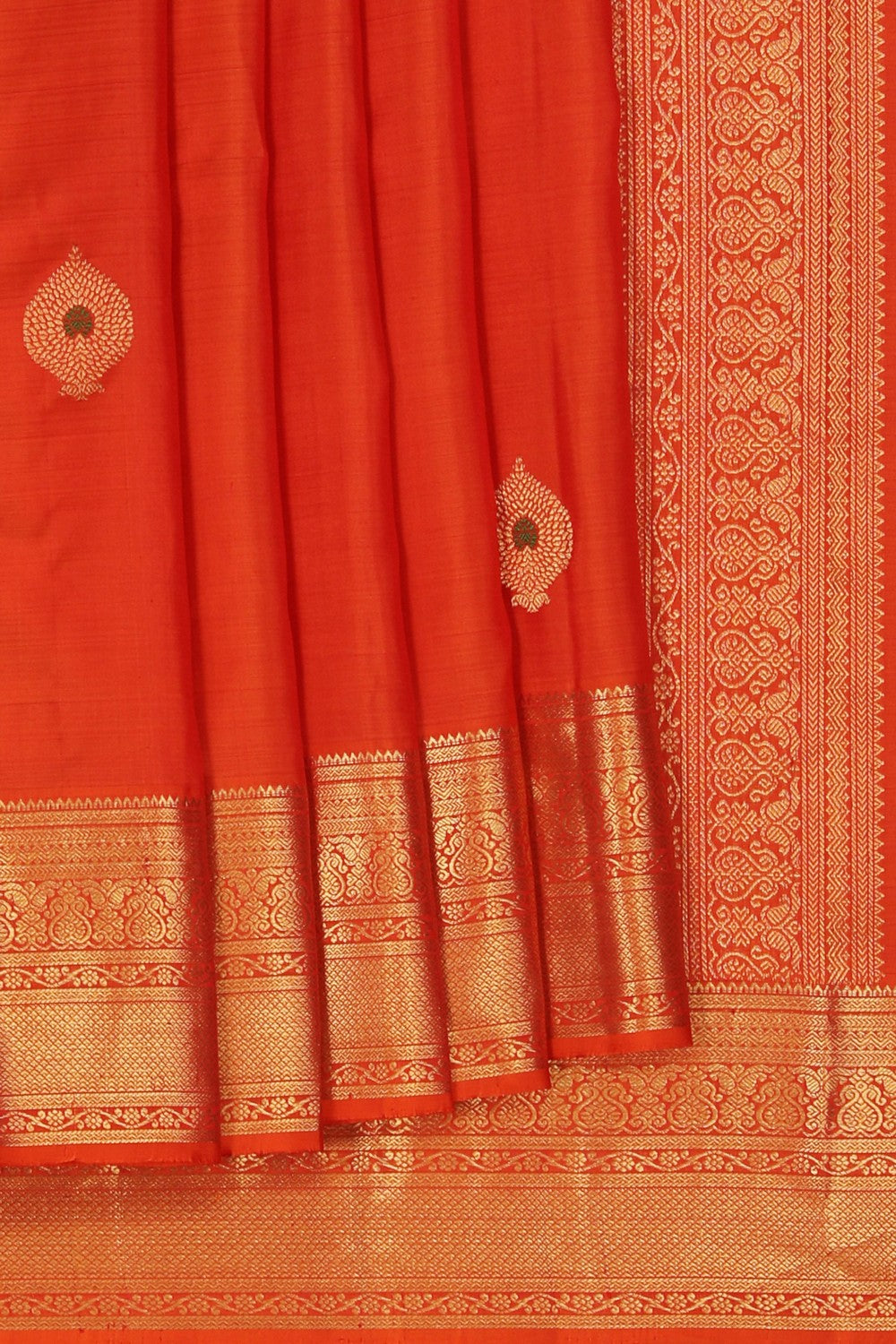 Image of Kanchipattu Sunset Orange Saree