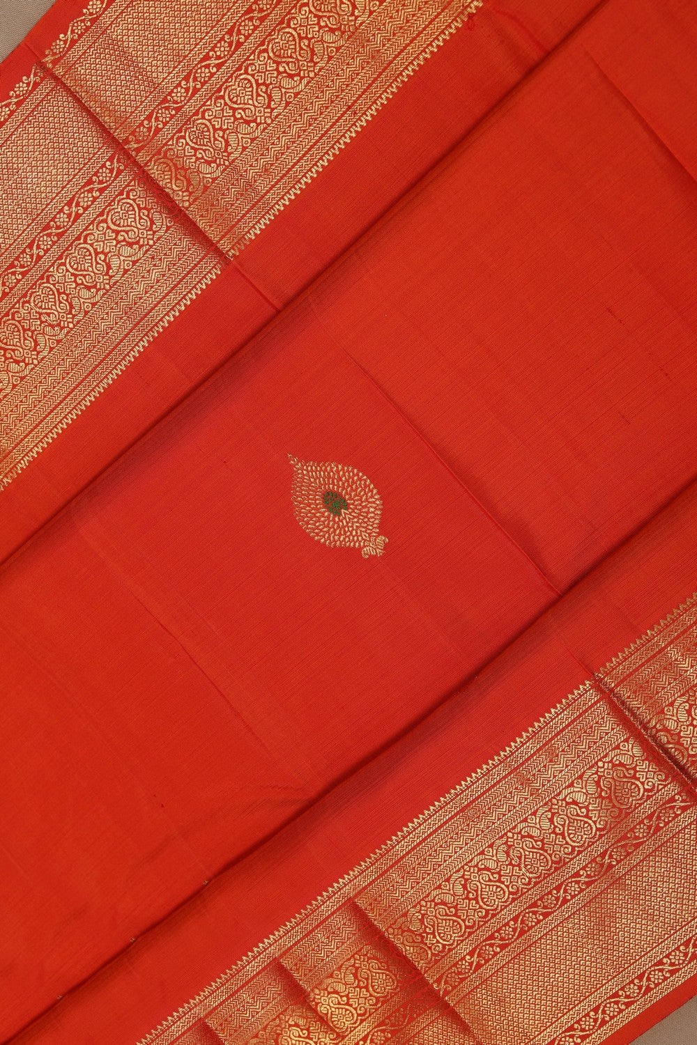 Image of Kanchipattu Sunset Orange Saree