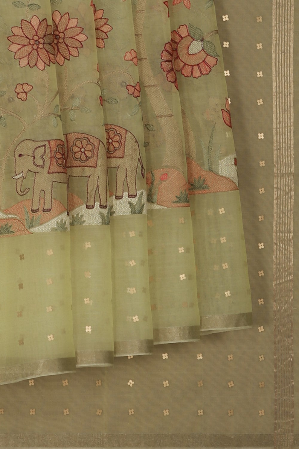 Image of Kora Silk Embroidery Saree