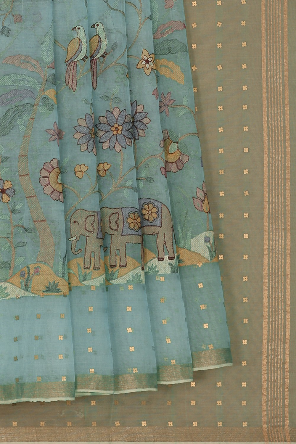 Image of Kora Silk Embroidery Saree