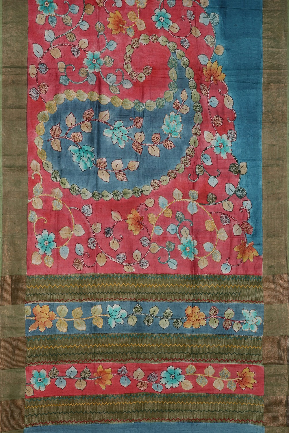 Image of A Tussar Silk Embroidery Saree