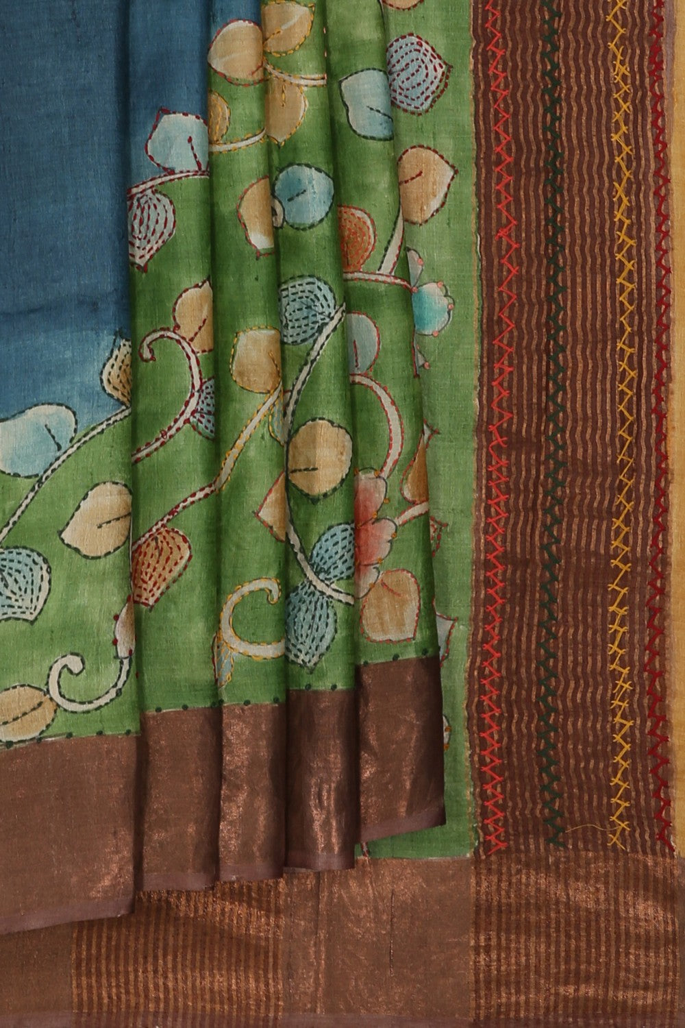 Image of A Tussar Silk Embroidery Saree