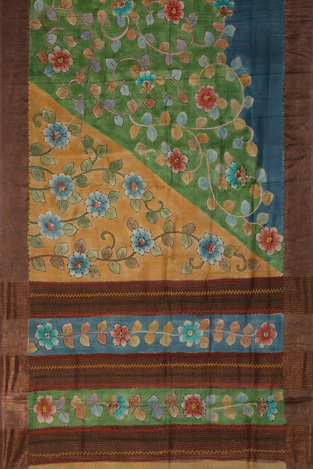 Image of A Tussar Silk Embroidery Saree