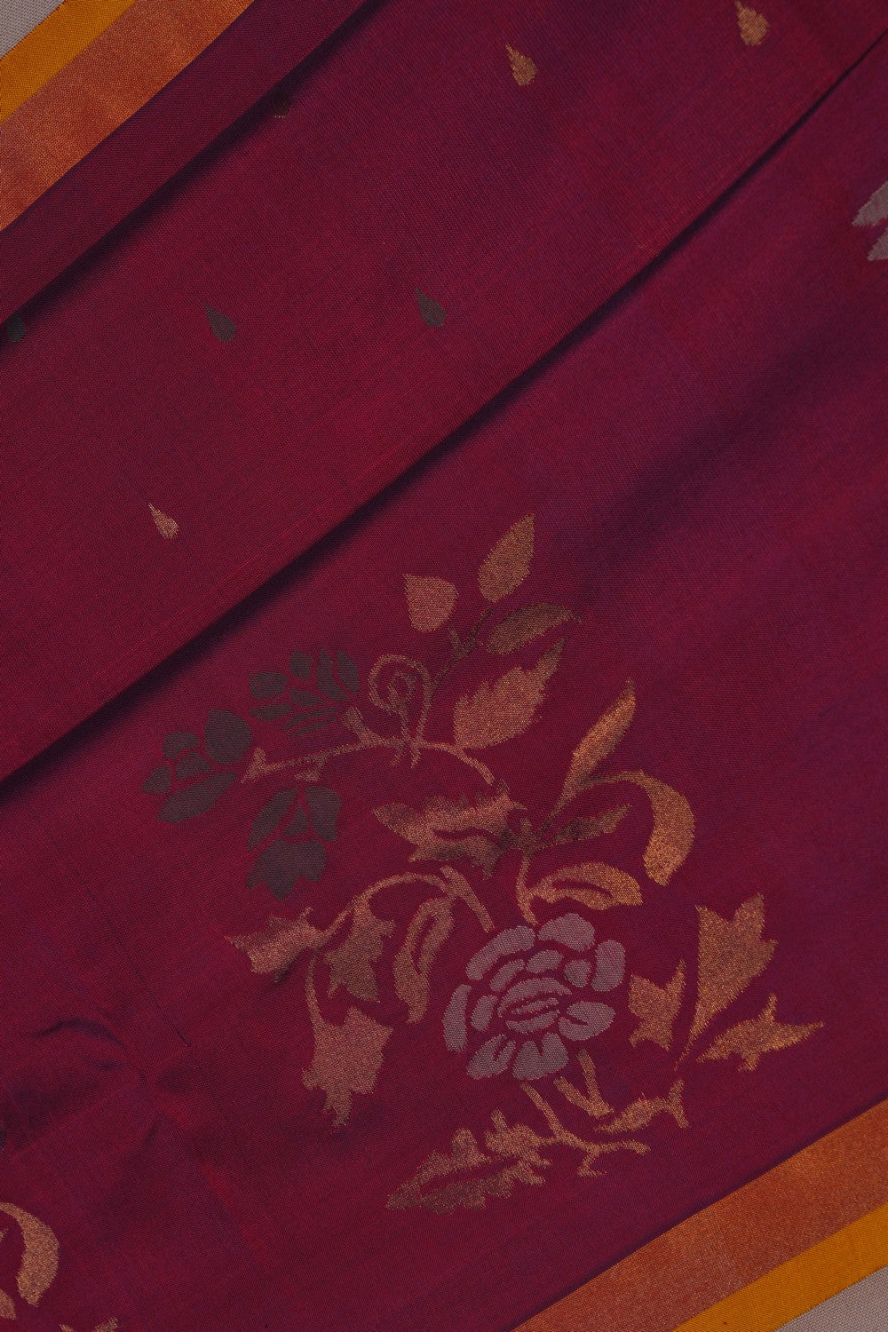 Image of Uppada Silk Caramel Maroon Saree