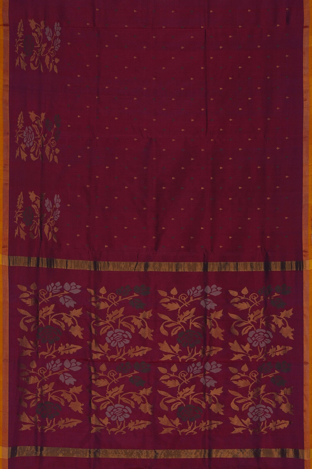 Image of Uppada Silk Caramel Maroon Saree