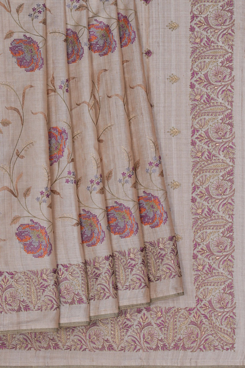 Image of A Tussar Embroidery Saree