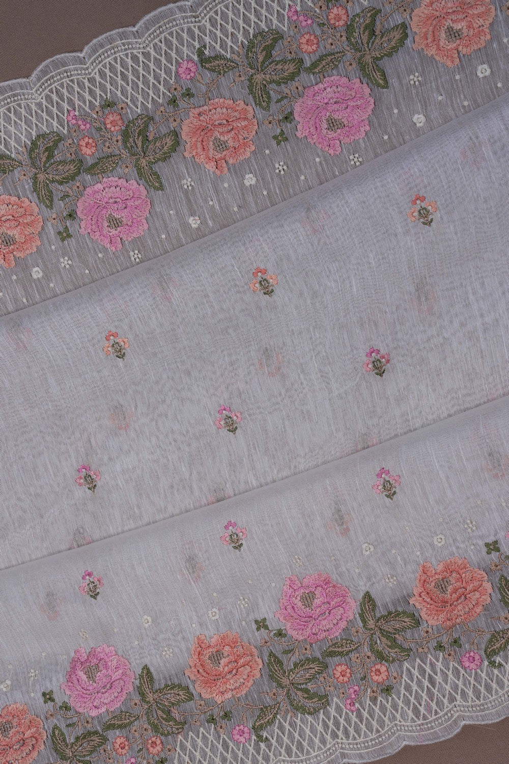 Image of Linen Embroidered Saree
