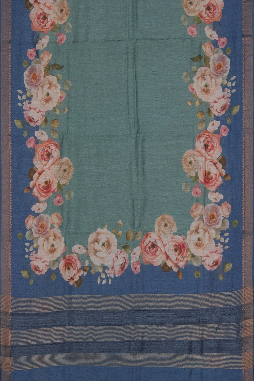 Image of A Bhagalpur Tussar Floral Printed Saree