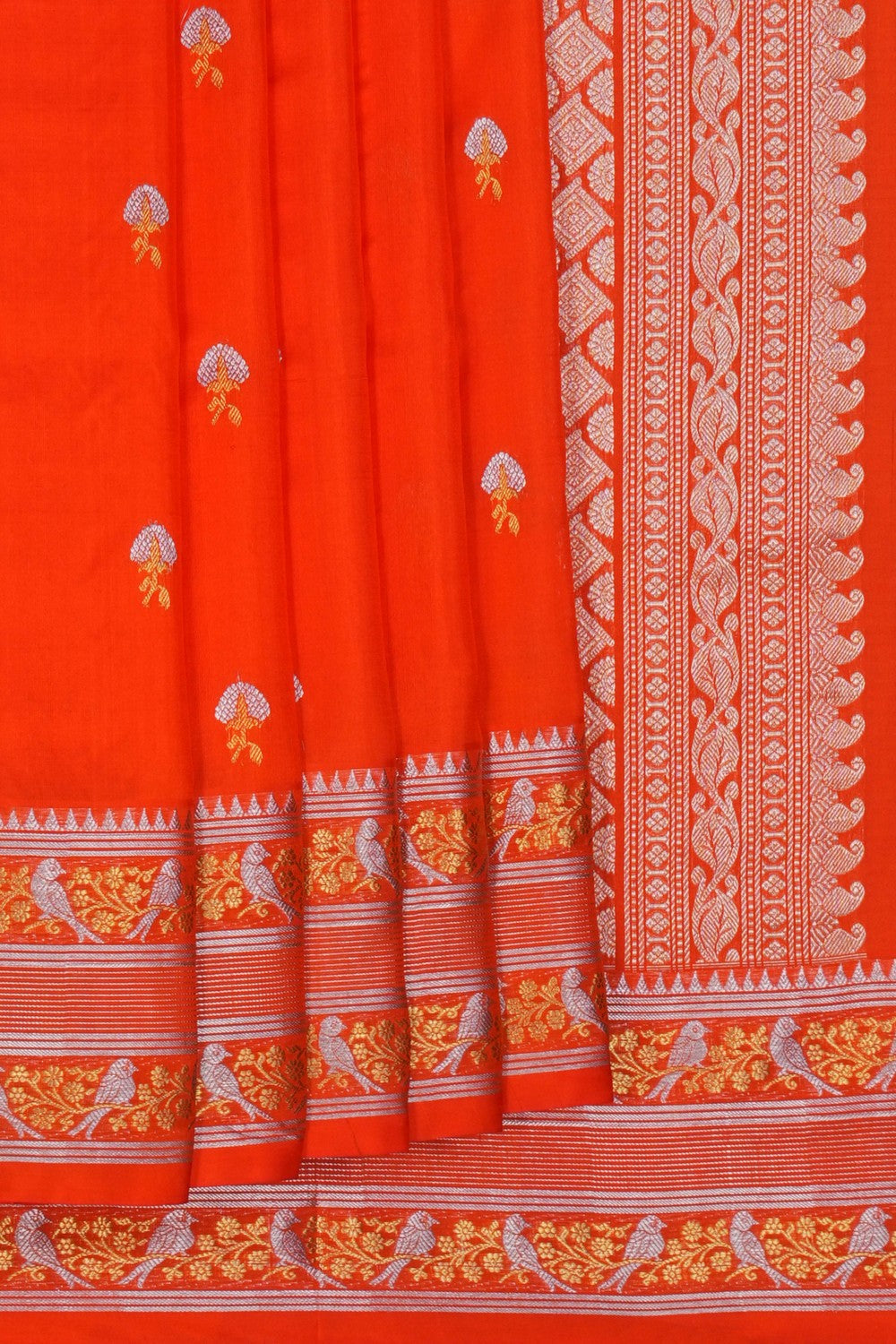 Image of Venkatagiri Silk Orange Saree