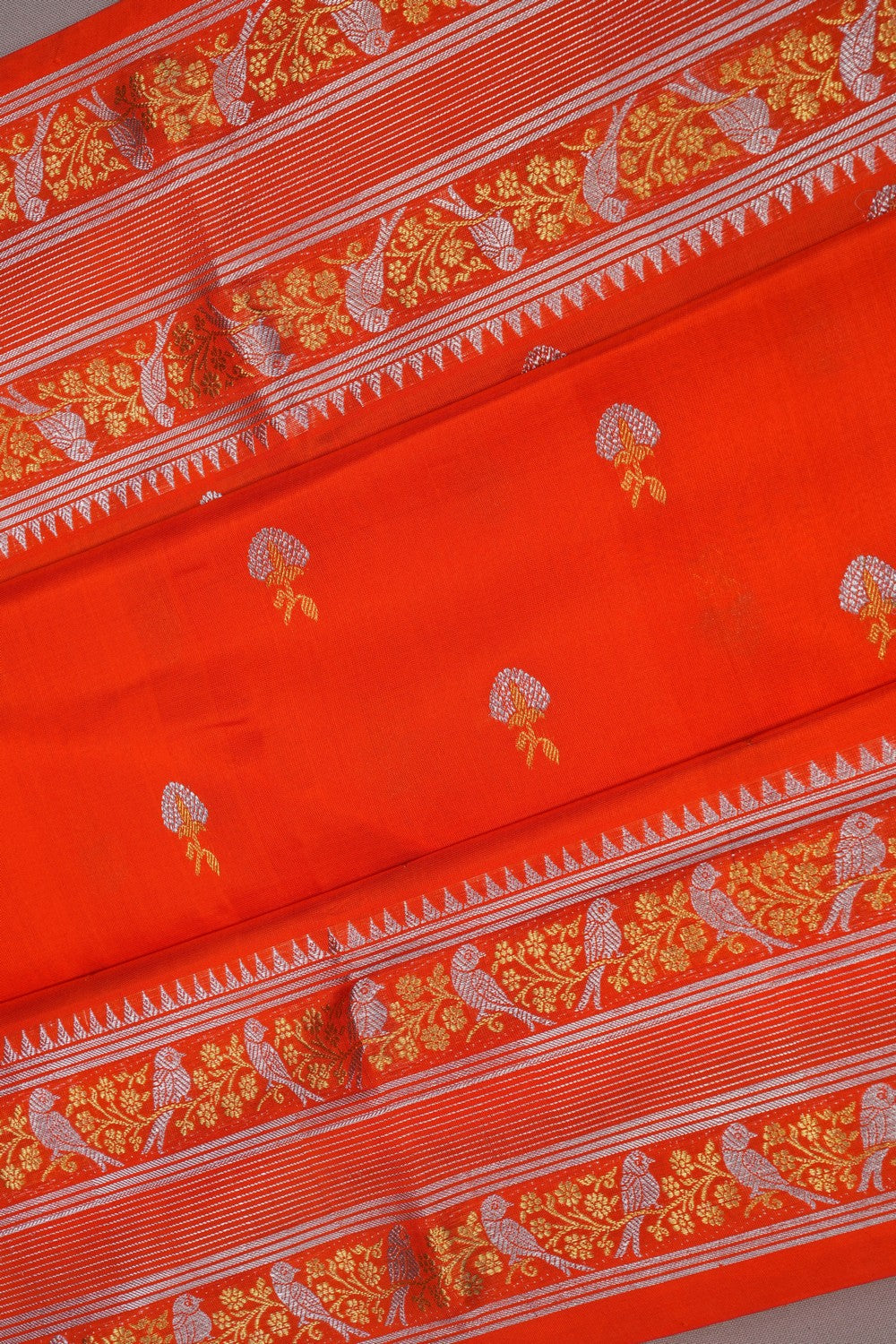 Image of Venkatagiri Silk Orange Saree