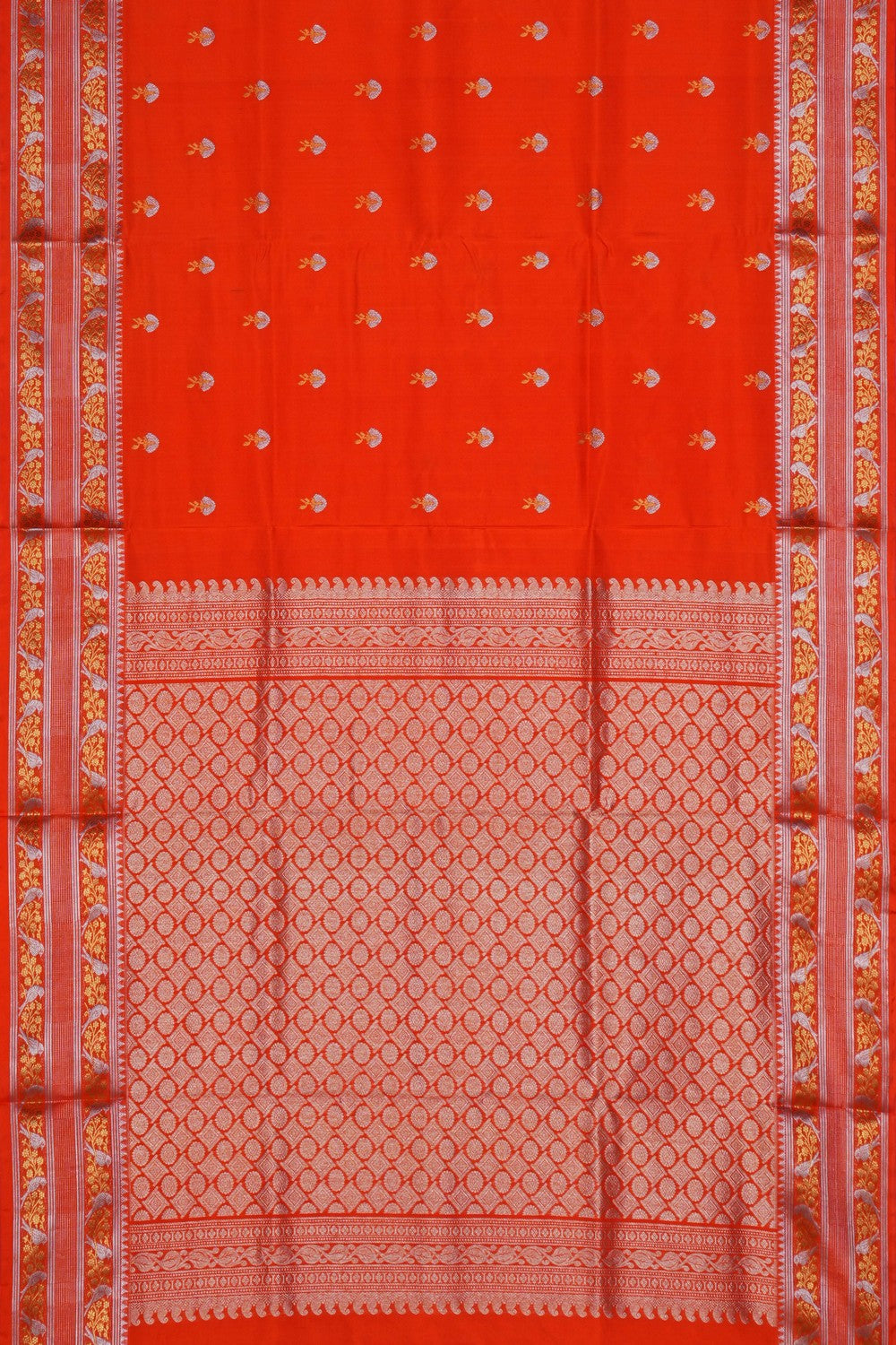 Image of Venkatagiri Silk Orange Saree