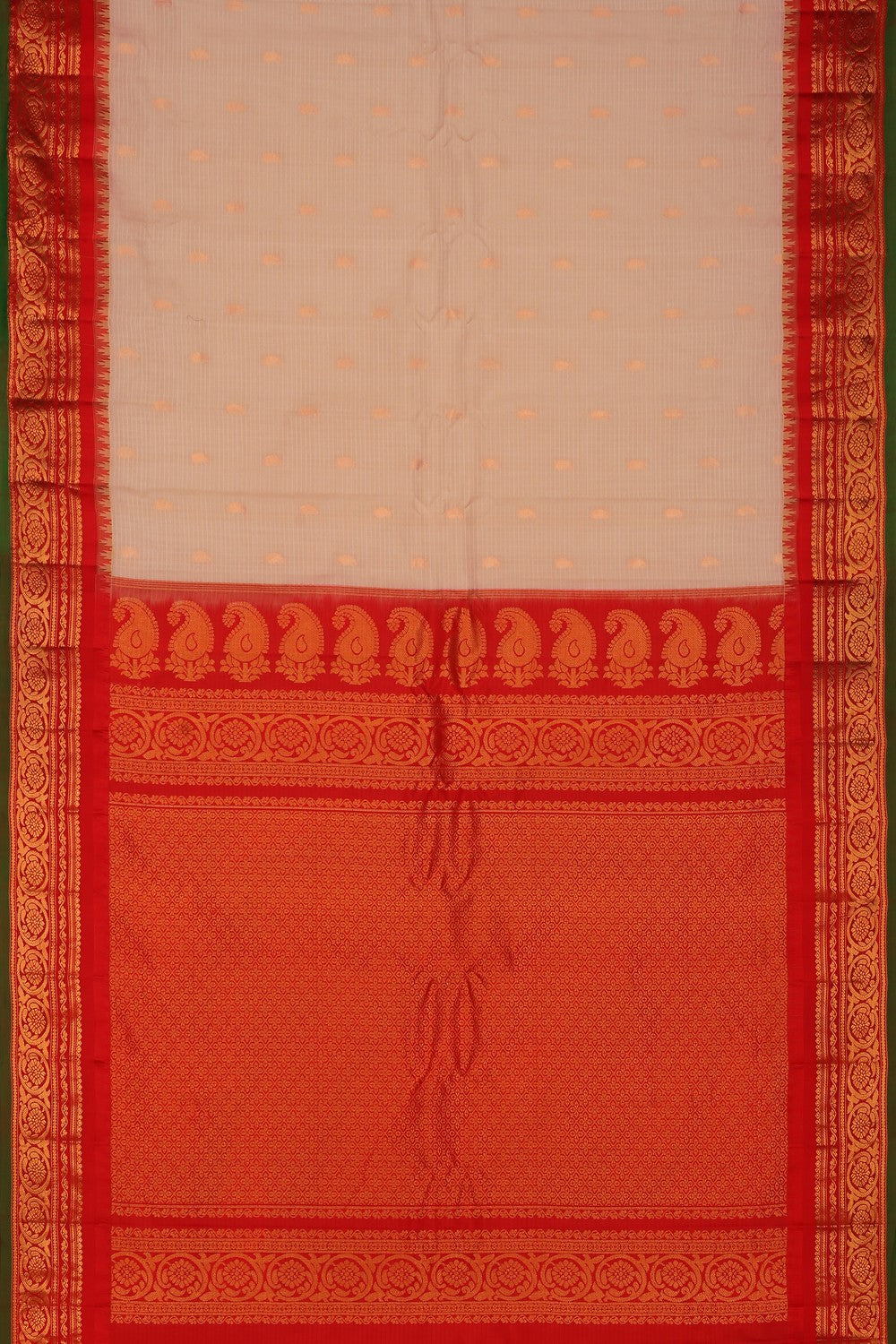 Image of Gadwal Cotton Silk Off-White Saree